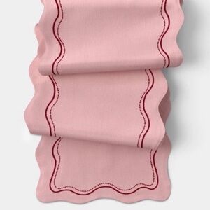 72"x14" Embroidered Scalloped Table Runner Pink Threshold Target